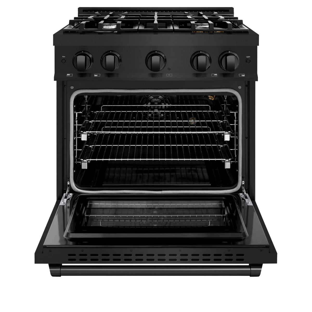 ZLINE - 30 in. 4.2 cu. ft. Select Gas Range with 4 Burner Cooktop and Convection Gas Oven in Black Stainless Steel (HGRB-30)