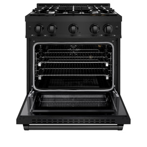 ZLINE - 30 in. 4.2 cu. ft. Select Gas Range with 4 Burner Cooktop and Convection Gas Oven in Black Stainless Steel (HGRB-30)