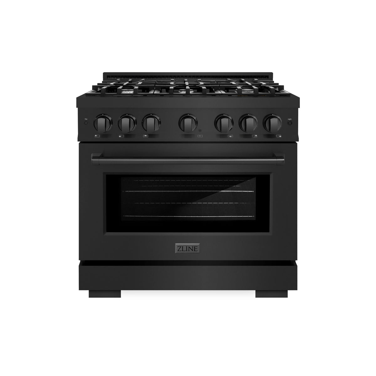 ZLINE - 36 in. 5.2 cu. ft. Select Gas Range with 6 Burner Cooktop and Convection Gas Oven in Black Stainless Steel (HGRB-36)