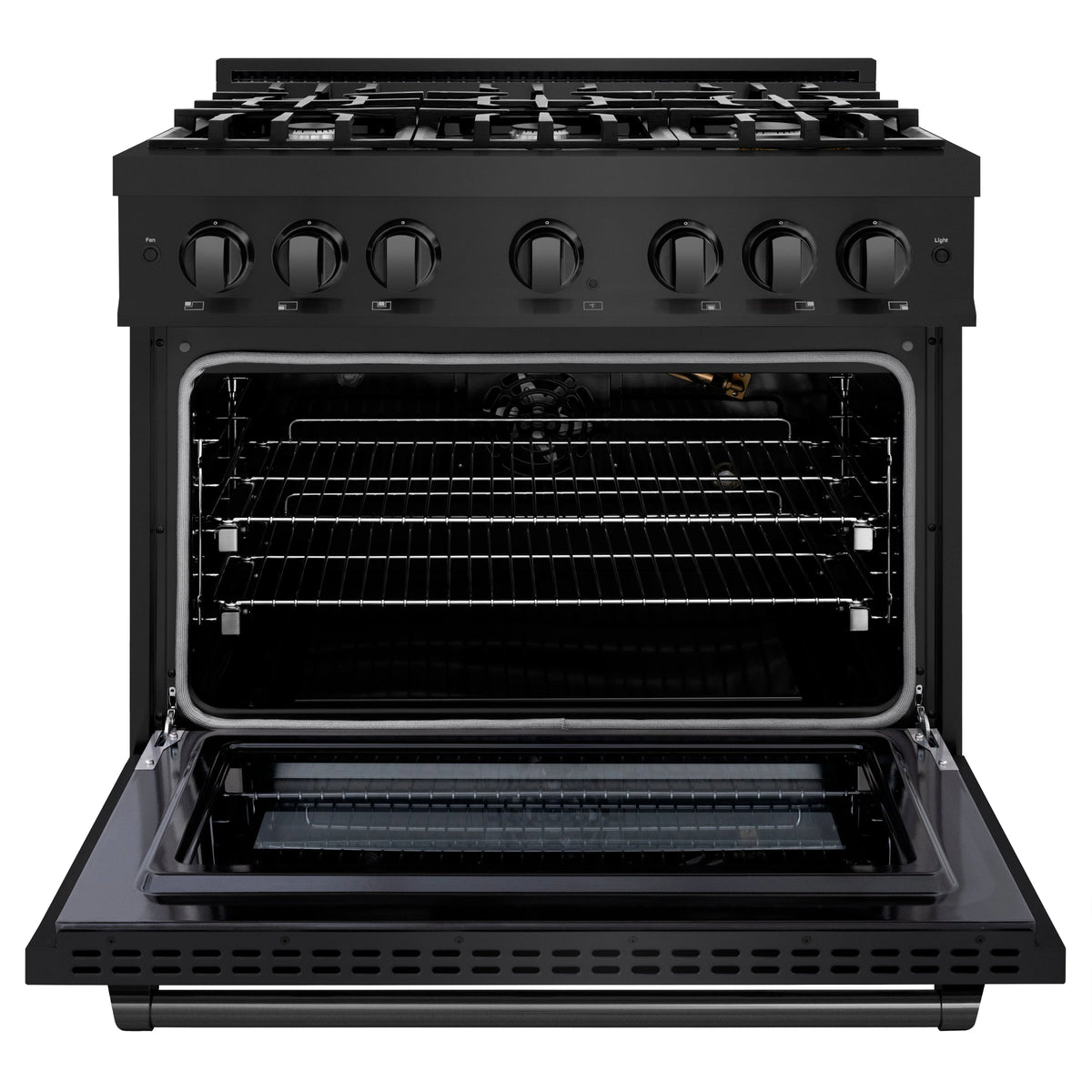 ZLINE - 36 in. 5.2 cu. ft. Select Gas Range with 6 Burner Cooktop and Convection Gas Oven in Black Stainless Steel (HGRB-36)