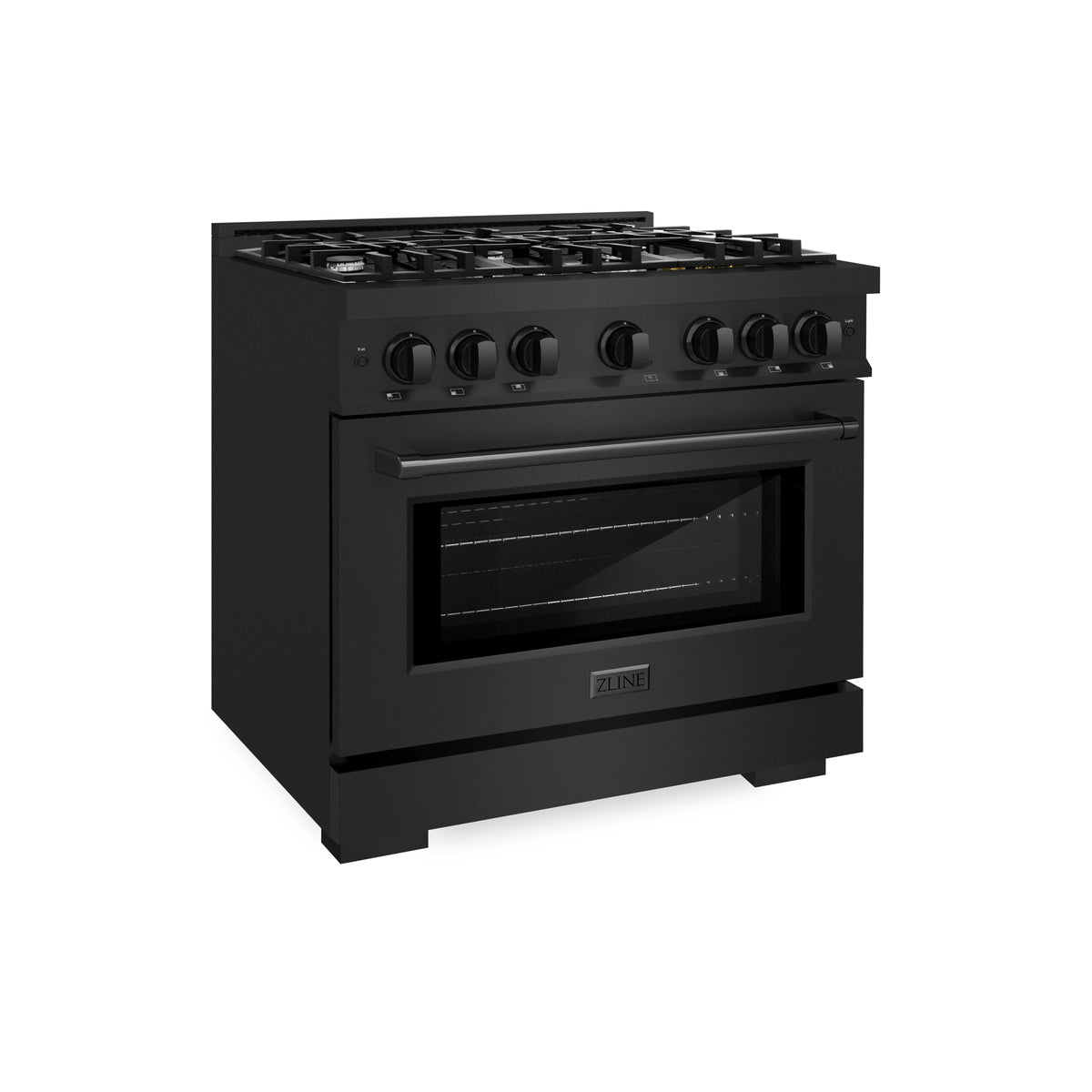 ZLINE - 36 in. 5.2 cu. ft. Select Gas Range with 6 Burner Cooktop and Convection Gas Oven in Black Stainless Steel (HGRB-36)