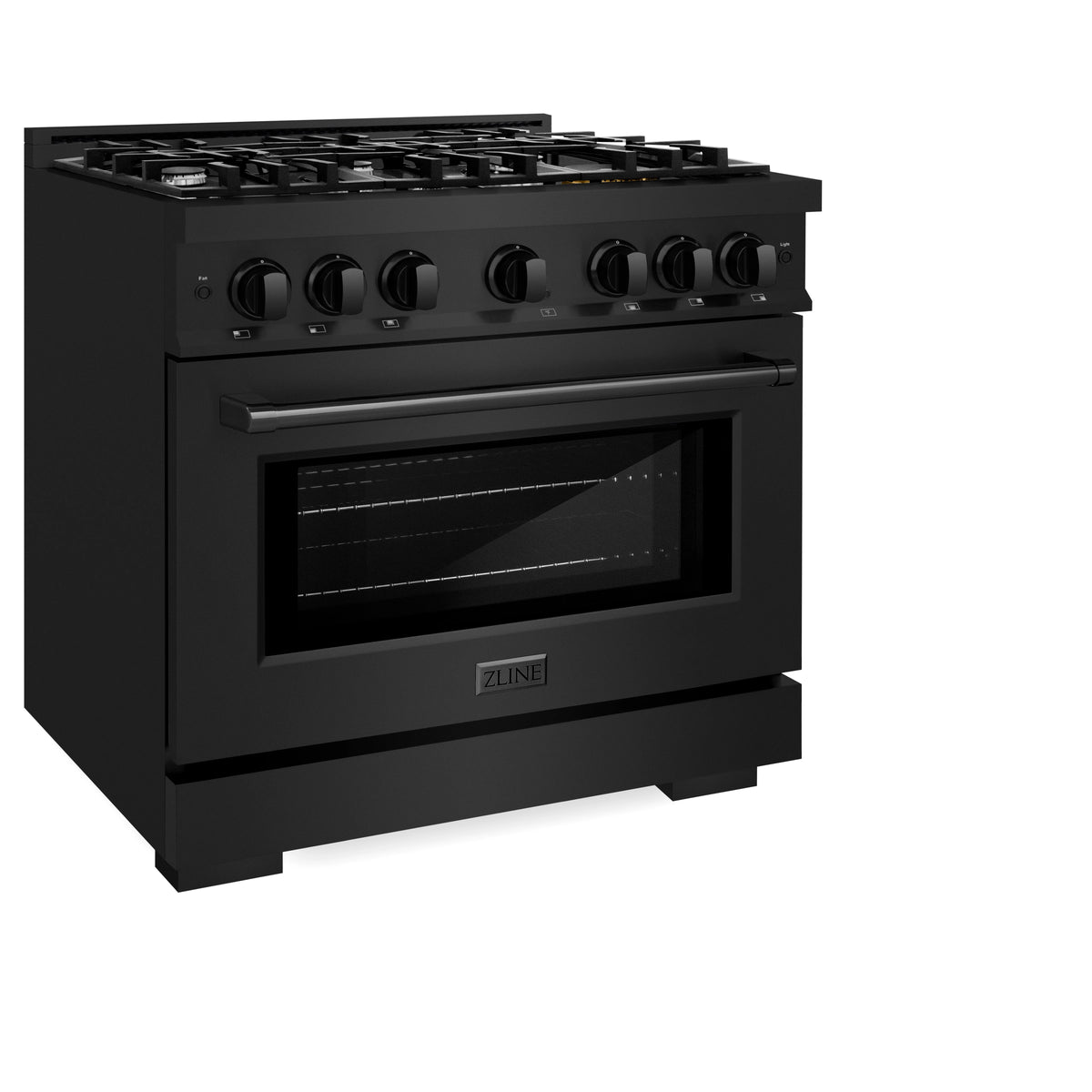 ZLINE - 36 in. 5.2 cu. ft. Select Gas Range with 6 Burner Cooktop and Convection Gas Oven in Black Stainless Steel (HGRB-36)