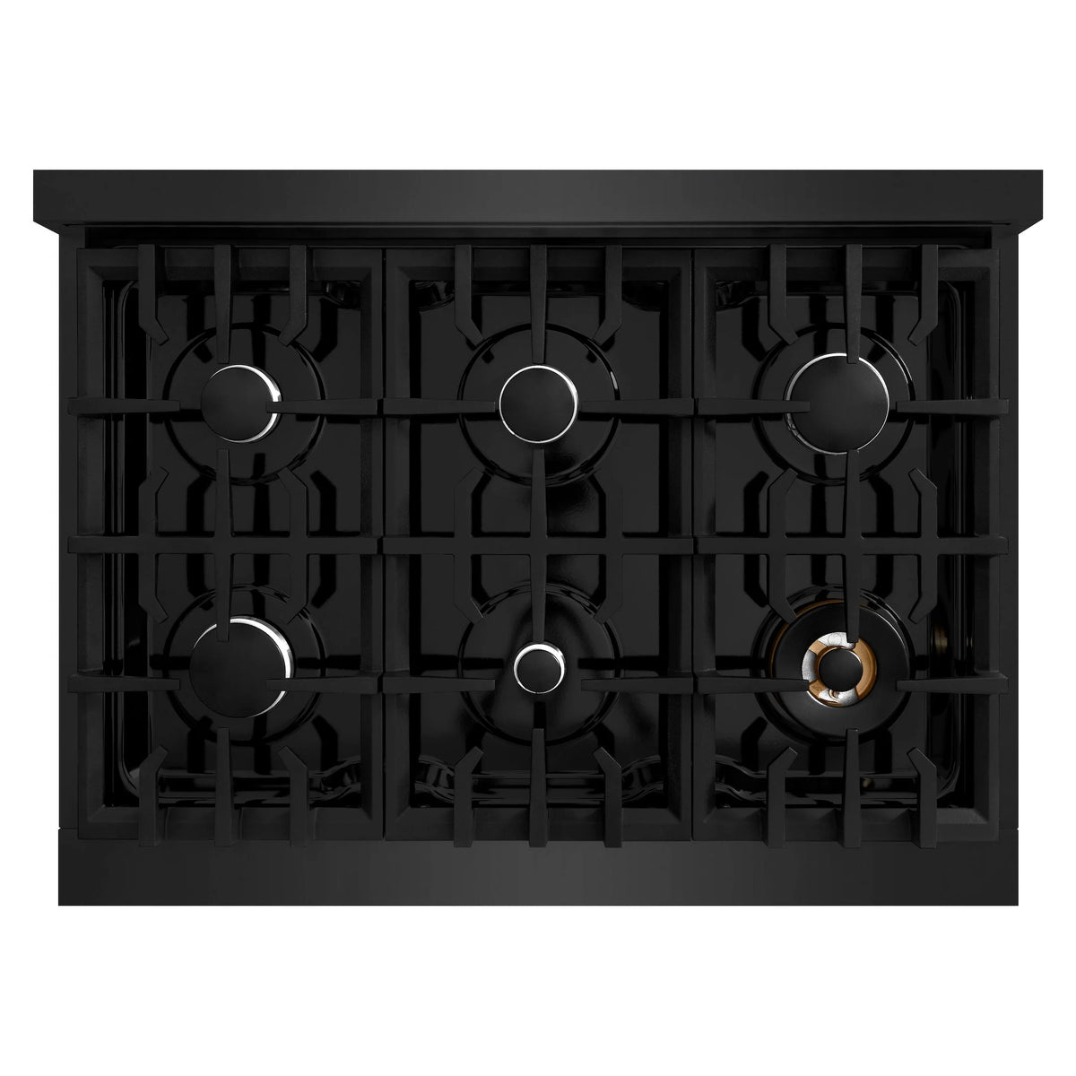 ZLINE - 36 in. 5.2 cu. ft. Select Gas Range with 6 Burner Cooktop and Convection Gas Oven in Black Stainless Steel (HGRB-36)