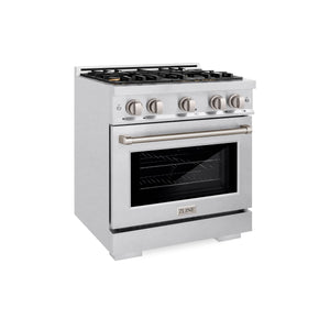 ZLINE - 30 in. 4.2 cu. ft. Select Dual Fuel Range with Gas Cooktop and Electric Convection Oven in Satin Stainless Steel with 4 Brass Burners