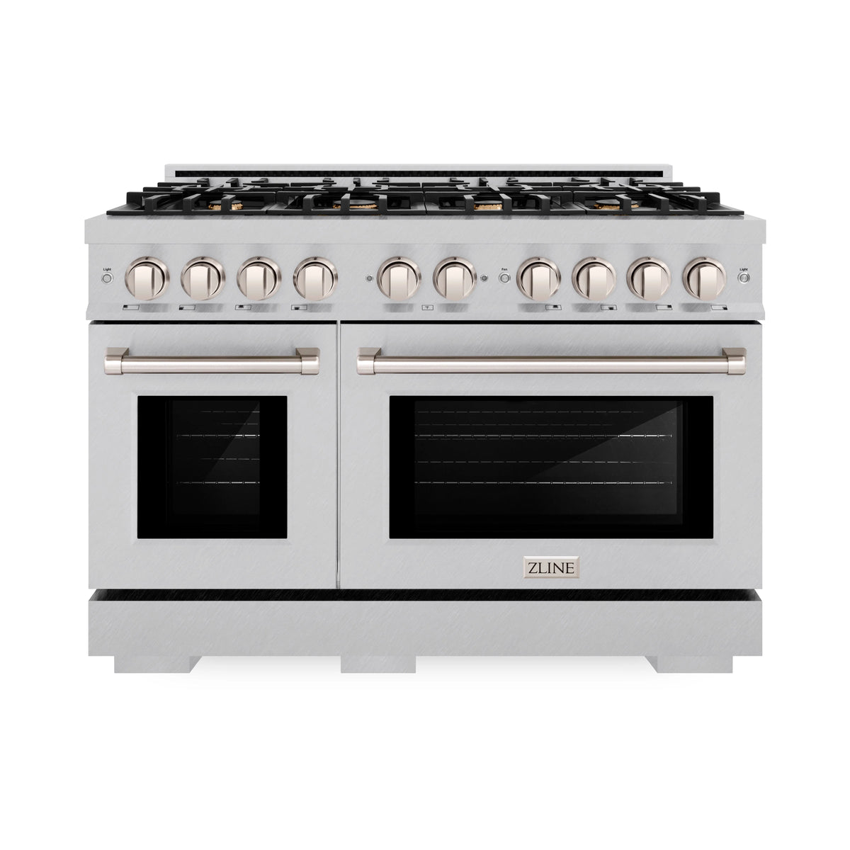 ZLINE - 48 in. 6.7 cu. ft. Select Double Oven Dual Fuel Range in Satin Stainless Steel with 8 Brass Burners (HDRS-BR-48)