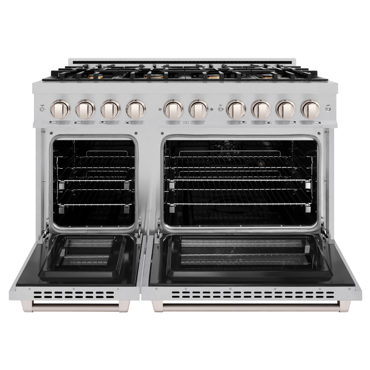 ZLINE - 48 in. 6.7 cu. ft. Select Double Oven Dual Fuel Range in Satin Stainless Steel with 8 Brass Burners (HDRS-BR-48)