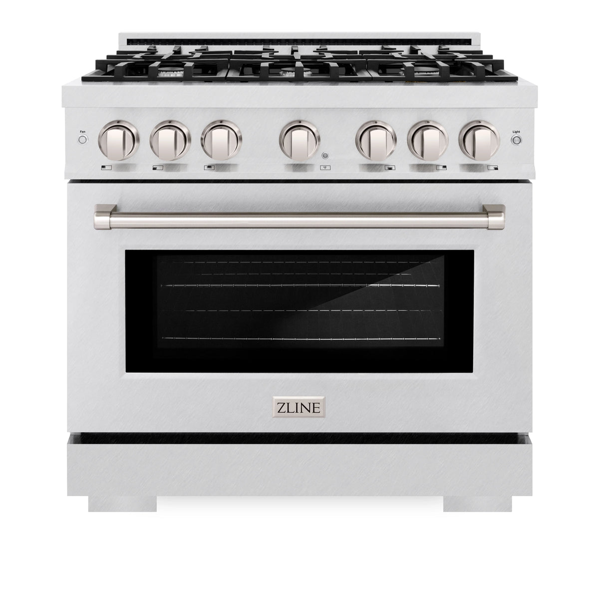 ZLINE - 36 in. 5.2 cu. ft. Select Dual Fuel Range with 6 Burner Gas Cooktop and Electric Convection Oven in Satin Stainless Steel