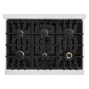 ZLINE - 36 in. 5.2 cu. ft. Select Dual Fuel Range with 6 Burner Gas Cooktop and Electric Convection Oven in Satin Stainless Steel