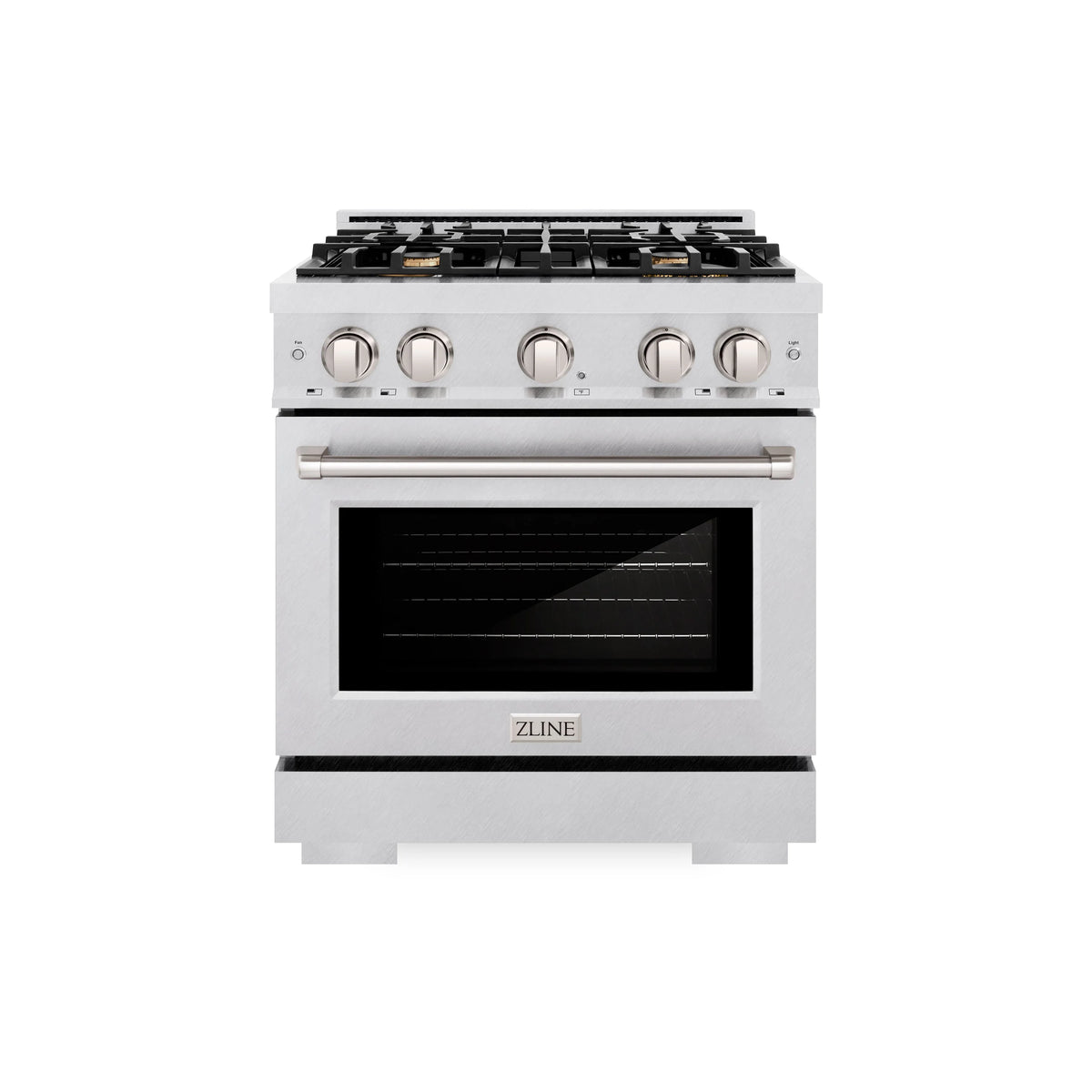 ZLINE - 30 in. 4.2 cu. ft. Select Gas Range with Convection Gas Oven in Satin Stainless Steel with 4 Brass Burners (HGRS-BR-30)