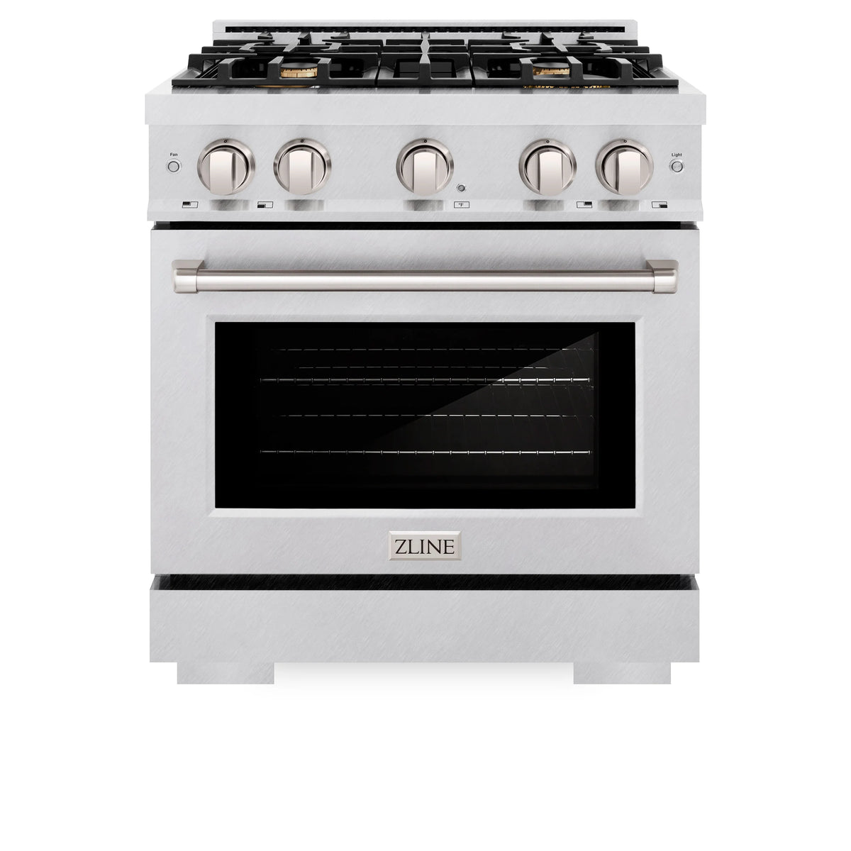 ZLINE - 30 in. 4.2 cu. ft. Select Gas Range with Convection Gas Oven in Satin Stainless Steel with 4 Brass Burners (HGRS-BR-30)