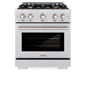 ZLINE - 30 in. 4.2 cu. ft. Select Gas Range with Convection Gas Oven in Satin Stainless Steel with 4 Brass Burners (HGRS-BR-30)