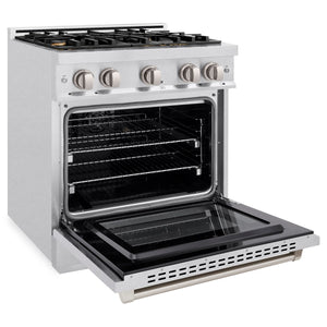 ZLINE - 30 in. 4.2 cu. ft. Select Gas Range with Convection Gas Oven in Satin Stainless Steel with 4 Brass Burners (HGRS-BR-30)