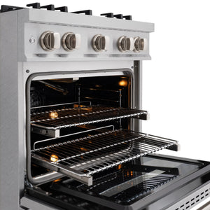 ZLINE - 30 in. 4.2 cu. ft. Select Gas Range with Convection Gas Oven in Satin Stainless Steel with 4 Brass Burners (HGRS-BR-30)