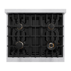 ZLINE - 30 in. 4.2 cu. ft. Select Gas Range with Convection Gas Oven in Satin Stainless Steel with 4 Brass Burners (HGRS-BR-30)