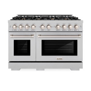 ZLINE - 48 in. 6.7 cu. ft. Select Double Oven Gas Range in Satin Stainless Steel with 8 Brass Burners (HGRS-BR-48)
