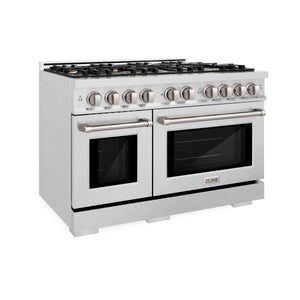 ZLINE - 48 in. 6.7 cu. ft. Select Double Oven Gas Range in Satin Stainless Steel with 8 Brass Burners (HGRS-BR-48)