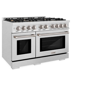 ZLINE - 48 in. 6.7 cu. ft. Select Double Oven Gas Range in Satin Stainless Steel with 8 Brass Burners (HGRS-BR-48)