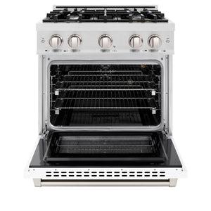 ZLINE - 30 in. 4.2 cu. ft. Select Gas Range with 4 Burner Cooktop and Convection Gas Oven in Satin Stainless Steel with White Matte Door