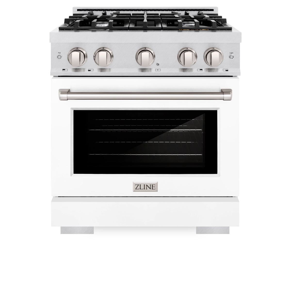 ZLINE - 30 in. 4.2 cu. ft. Select Gas Range with 4 Burner Cooktop and Convection Gas Oven in Satin Stainless Steel with White Matte Door
