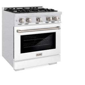 ZLINE - 30 in. 4.2 cu. ft. Select Gas Range with 4 Burner Cooktop and Convection Gas Oven in Satin Stainless Steel with White Matte Door