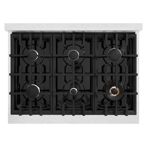 ZLINE - 36 in. 5.2 cu. ft. Select Gas Range with 6 Burner Cooktop and Convection Gas Oven in Satin Stainless Steel with White Matte Door