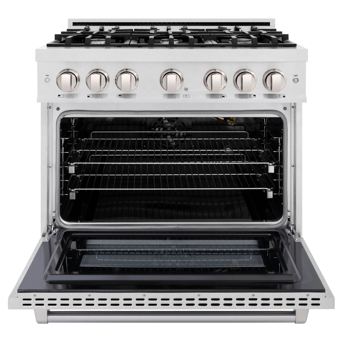 ZLINE - 36 in. 5.2 cu. ft. Select Gas Range with 6 Burner Cooktop and Convection Gas Oven in Satin Stainless Steel (HGRS-36)