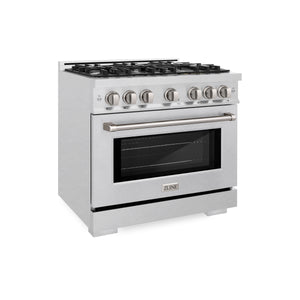 ZLINE - 36 in. 5.2 cu. ft. Select Gas Range with 6 Burner Cooktop and Convection Gas Oven in Satin Stainless Steel (HGRS-36)