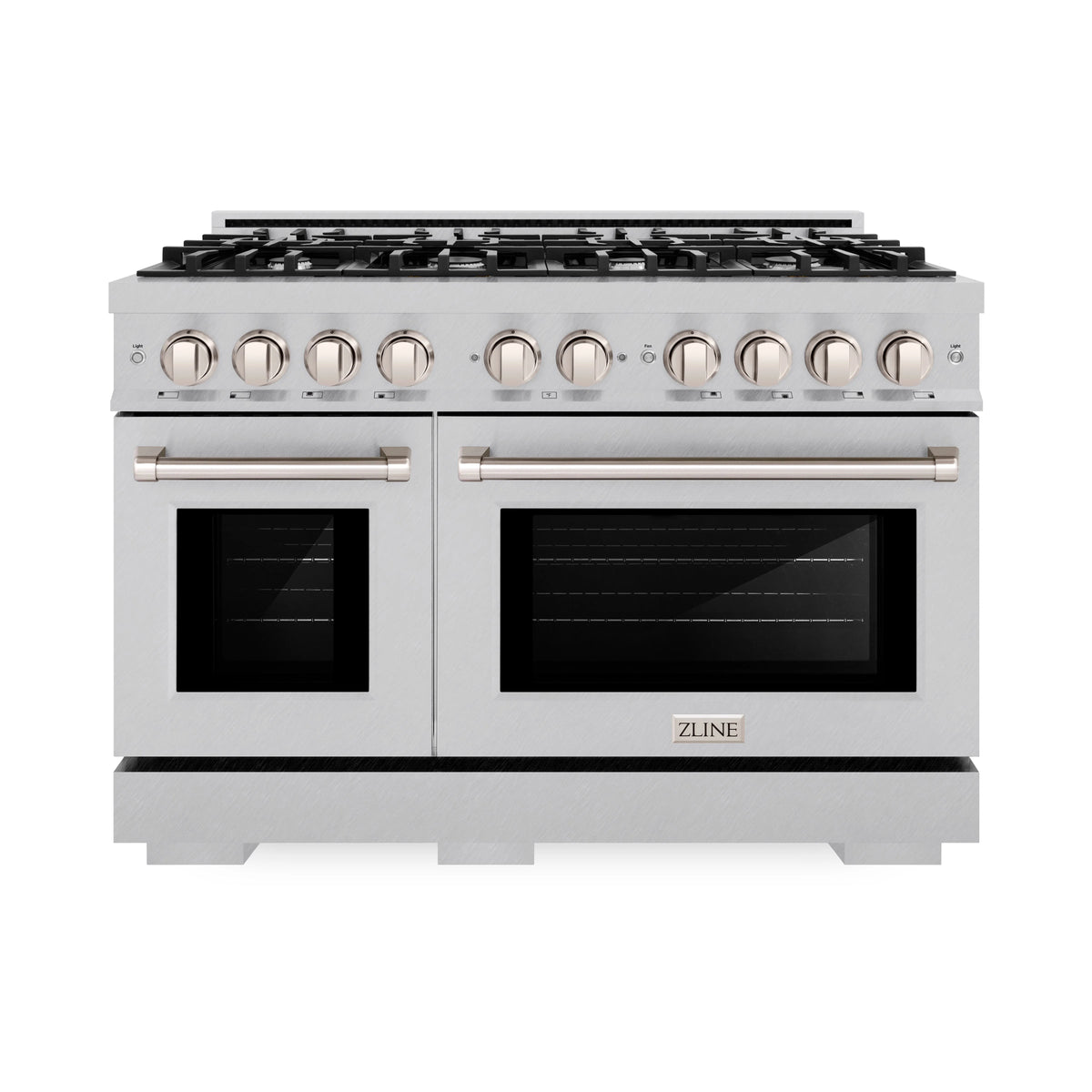 ZLINE - 48 in. 6.7 cu. ft. Select Double Oven Gas Range with 8 Burner Cooktop in Satin Stainless Steel (HGRS-48)