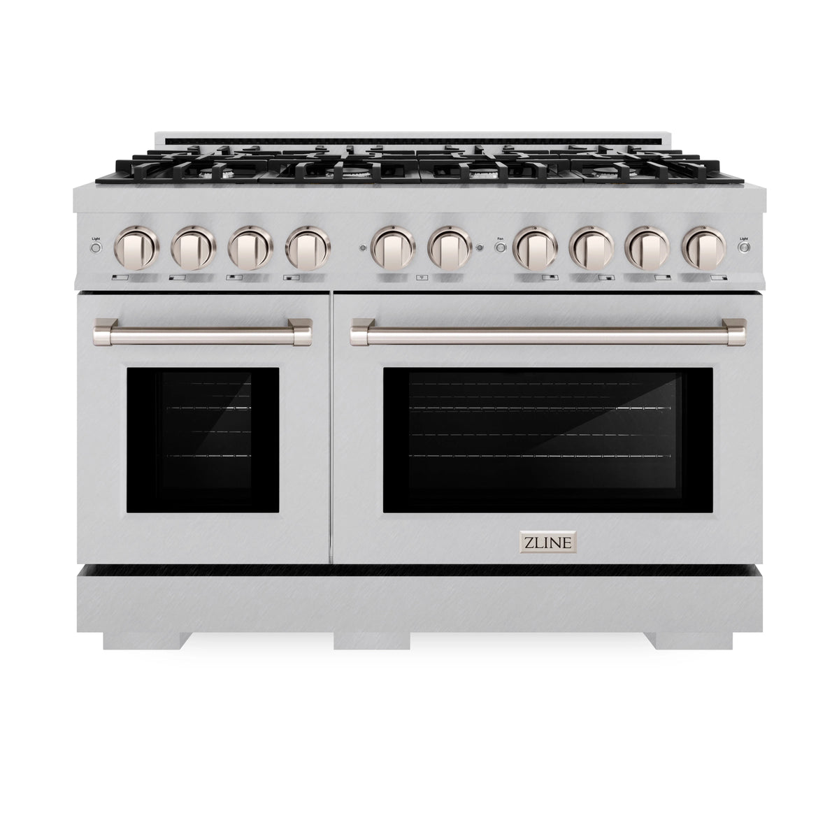 ZLINE - 48 in. 6.7 cu. ft. Select Double Oven Gas Range with 8 Burner Cooktop in Satin Stainless Steel (HGRS-48)