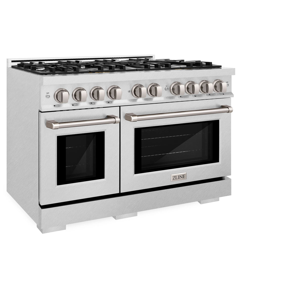 ZLINE - 48 in. 6.7 cu. ft. Select Double Oven Gas Range with 8 Burner Cooktop in Satin Stainless Steel (HGRS-48)