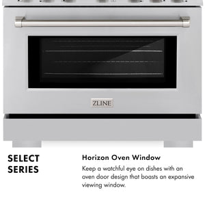ZLINE - 30 in. 4.2 cu. ft. Select Dual Fuel Range with 4 Burner Gas Cooktop and Electric Convection Oven in Stainless Steel (HDR30)