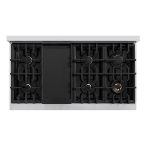 ZLINE - 48 in. 6.7 cu. ft. Select Double Oven Dual Fuel Range with 8 Burner Gas Cooktop in Stainless Steel with Black Matte Doors