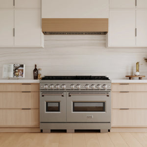 ZLINE - 48 in. 6.7 cu. ft. Classic Double Oven Dual Fuel Range with 8 Burner Gas Cooktop in Stainless Steel (CDR48)