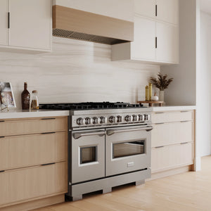 ZLINE - 48 in. 6.7 cu. ft. Classic Double Oven Dual Fuel Range with 8 Burner Gas Cooktop in Stainless Steel (CDR48)