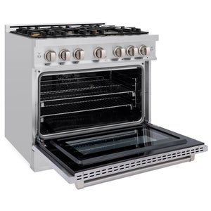 ZLINE - 36 in. 5.2 cu. ft. Select Dual Fuel Range with Gas Cooktop and Electric Convection Oven in Stainless Steel with 6 Brass Burners (HDR-BR-36)