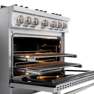 ZLINE - 36 in. 5.2 cu. ft. Select Dual Fuel Range with Gas Cooktop and Electric Convection Oven in Stainless Steel with 6 Brass Burners (HDR-BR-36)