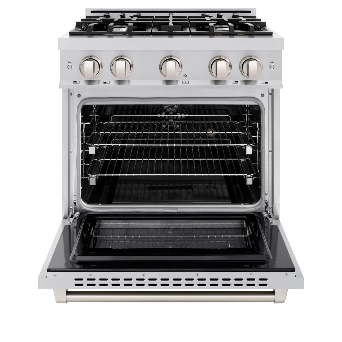 ZLINE - 30 in. 4.2 cu. ft. Select Dual Fuel Range with 4 Burner Gas Cooktop and Electric Convection Oven in Stainless Steel (HDR30)