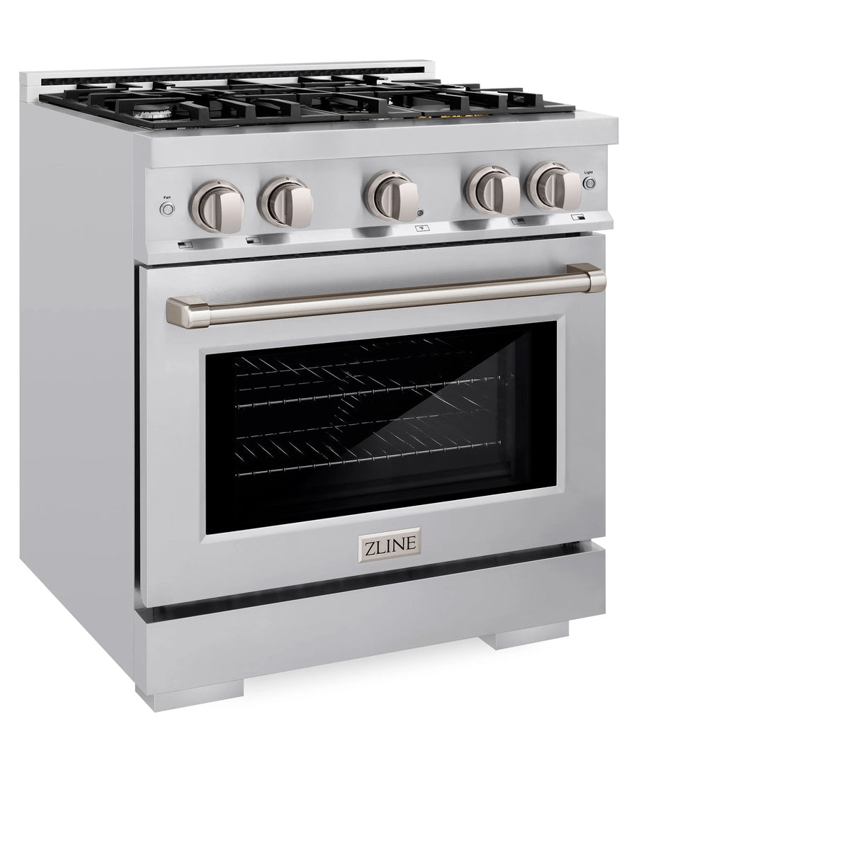 ZLINE - 30 in. 4.2 cu. ft. Select Dual Fuel Range with 4 Burner Gas Cooktop and Electric Convection Oven in Stainless Steel (HDR30)