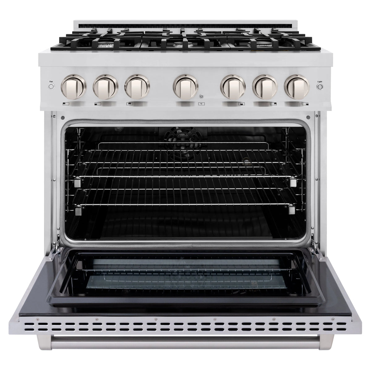 ZLINE - 36 in. 5.2 cu. ft. Select Dual Fuel Range with 6 Burner Gas Cooktop and Electric Convection Oven in Stainless Steel (HDR36)