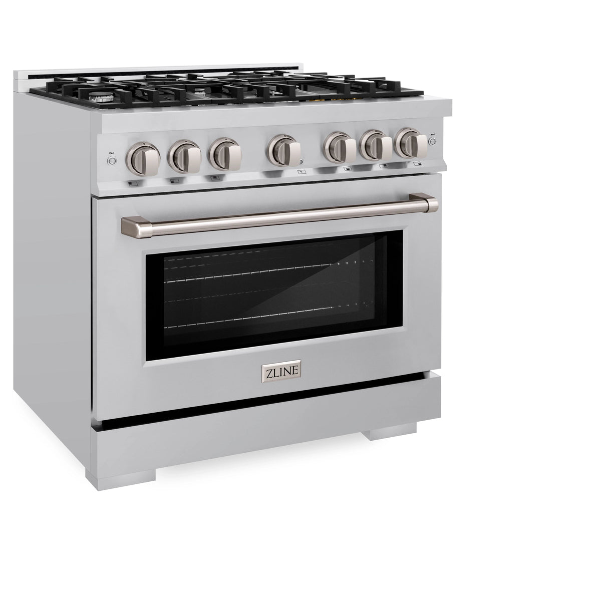 ZLINE - 36 in. 5.2 cu. ft. Select Dual Fuel Range with 6 Burner Gas Cooktop and Electric Convection Oven in Stainless Steel (HDR36)