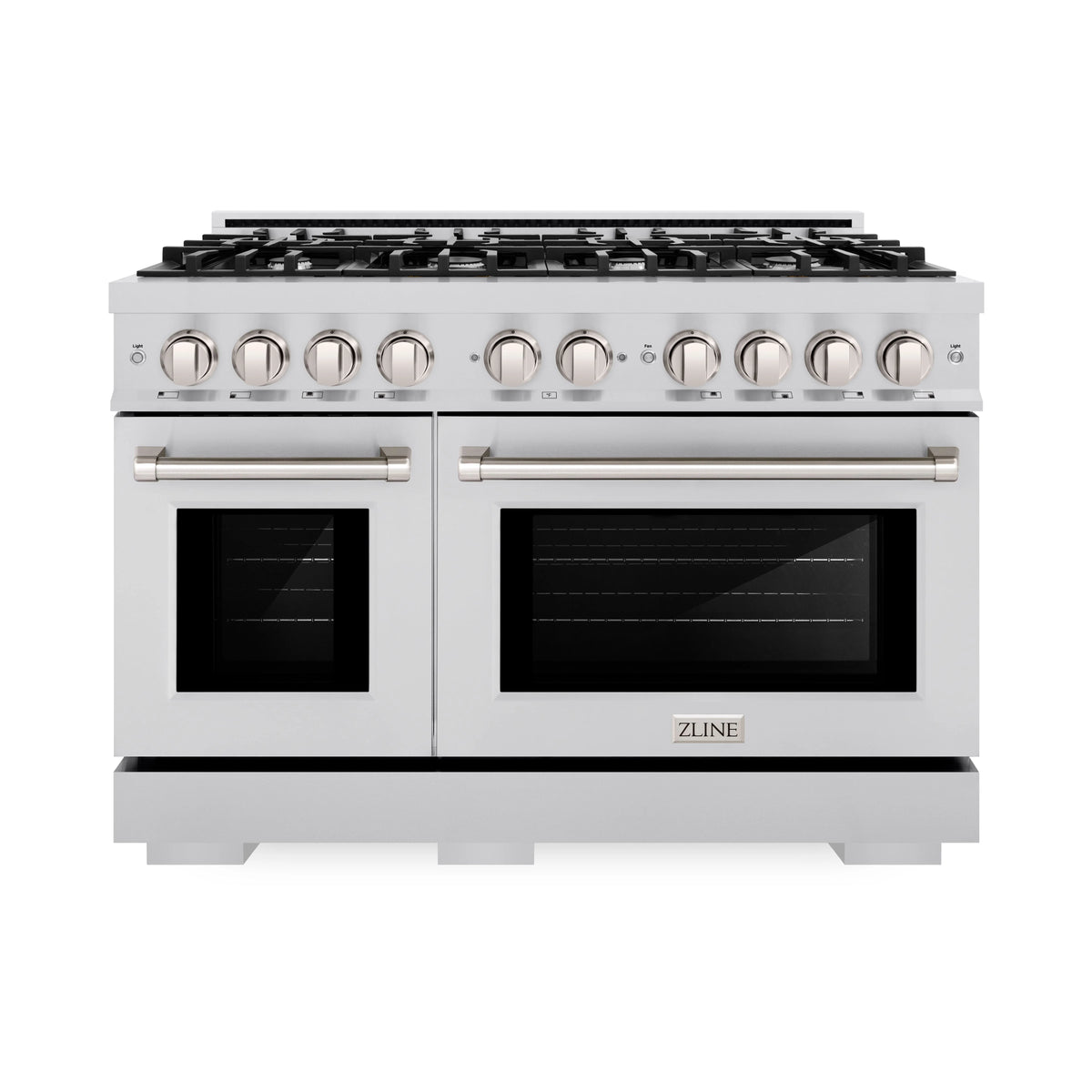 ZLINE - 48 in. 6.7 cu. ft. Select Double Oven Dual Fuel Range with 8 Burner Gas Cooktop in Stainless Steel (HDR48)
