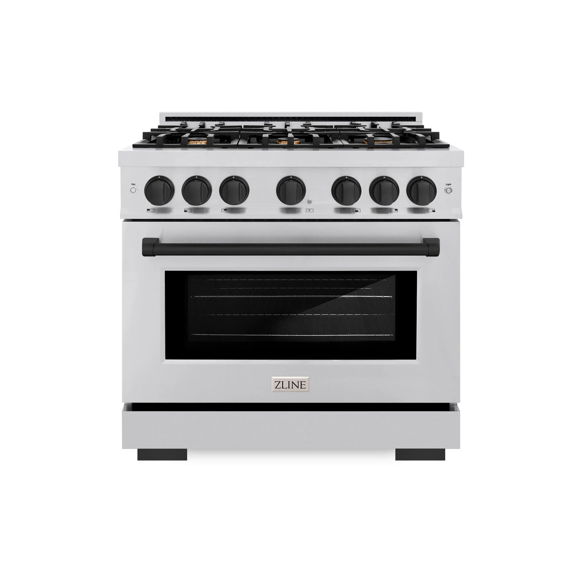 ZLINE - Autograph Edition 36 in. 5.2 cu. ft. Select Dual Fuel Range with 6 Burner Gas Cooktop and Electric Convection Oven in Stainless Steel with Matte Black Accents