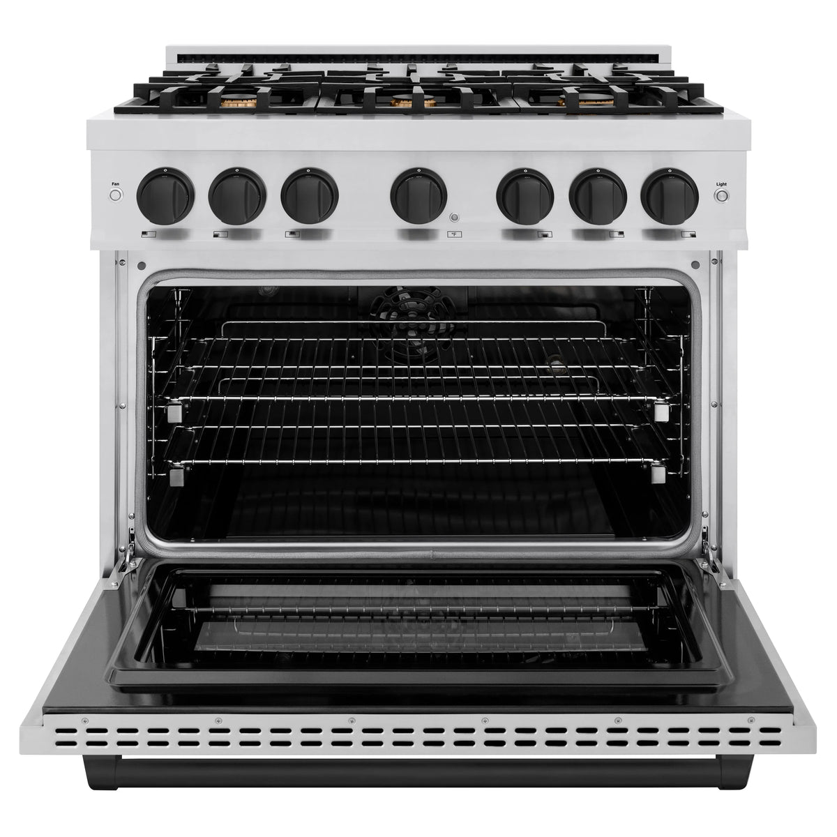 ZLINE - Autograph Edition 36 in. 5.2 cu. ft. Select Dual Fuel Range with 6 Burner Gas Cooktop and Electric Convection Oven in Stainless Steel with Matte Black Accents