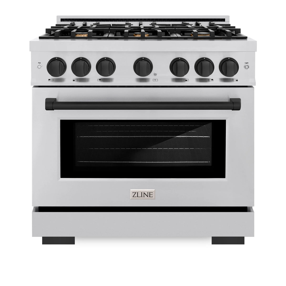 ZLINE - Autograph Edition 36 in. 5.2 cu. ft. Select Dual Fuel Range with 6 Burner Gas Cooktop and Electric Convection Oven in Stainless Steel with Matte Black Accents