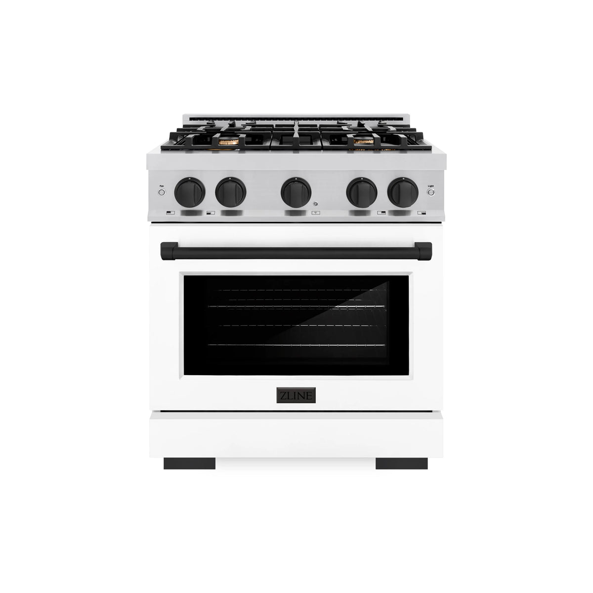 ZLINE - Autograph Edition 36 in. 5.2 cu. ft. Select Dual Fuel Range with 6 Burner Gas Cooktop and Electric Convection Oven in Stainless Steel with White Matte Door and Matte Black Accents