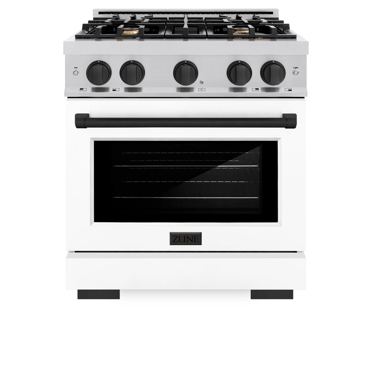 ZLINE - Autograph Edition 30 in. 4.2 cu. ft. Select Dual Fuel Range with 4 Burner Gas Cooktop and Electric Convection Oven in Stainless Steel with White Matte Door and Matte Black Accents