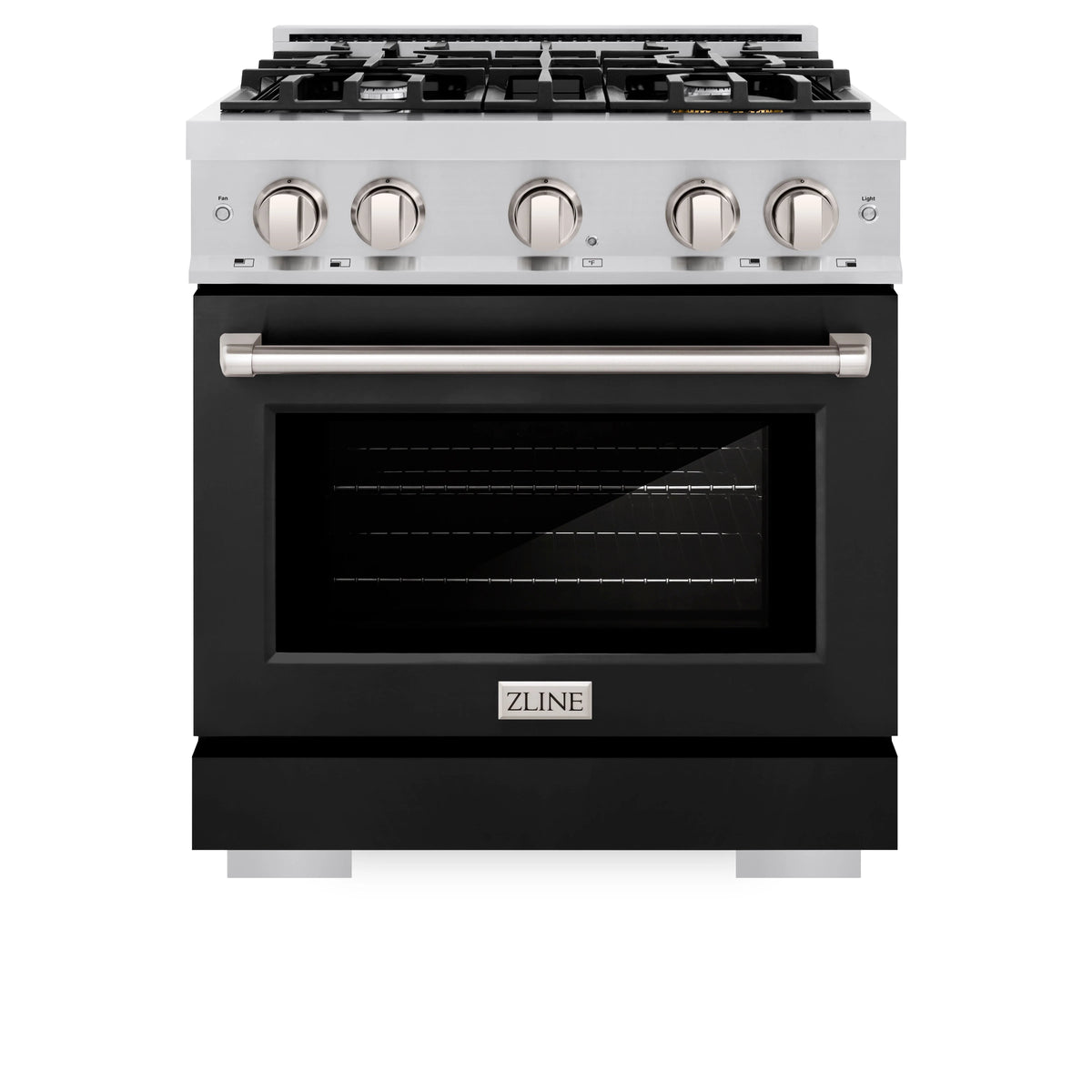ZLINE - 30 in. 4.2 cu. ft. Select Gas Range with 4 Burner Cooktop and Convection Gas Oven in Stainless Steel with Black Matte Door