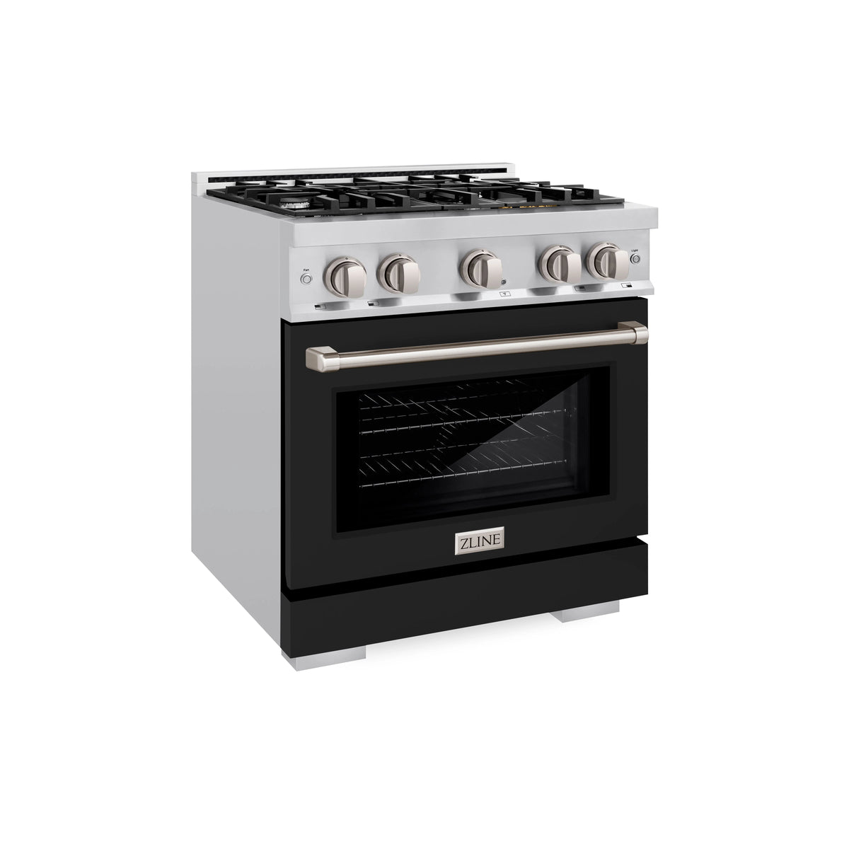 ZLINE - 30 in. 4.2 cu. ft. Select Gas Range with 4 Burner Cooktop and Convection Gas Oven in Stainless Steel with Black Matte Door