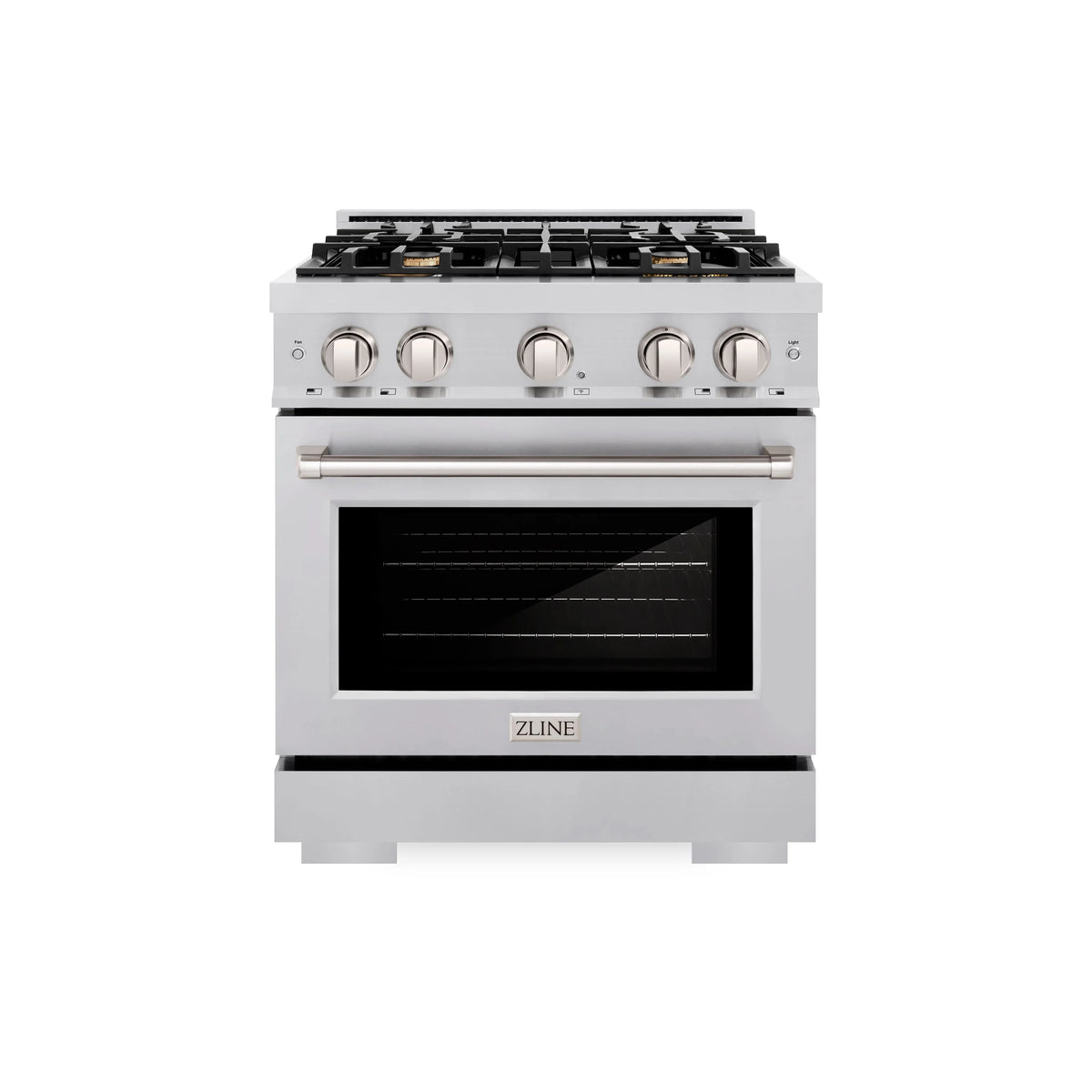 ZLINE - 30 in. 4.2 cu. ft. Select Gas Range with Convection Gas Oven in Stainless Steel with 4 Brass Burners (HGR-BR-30)