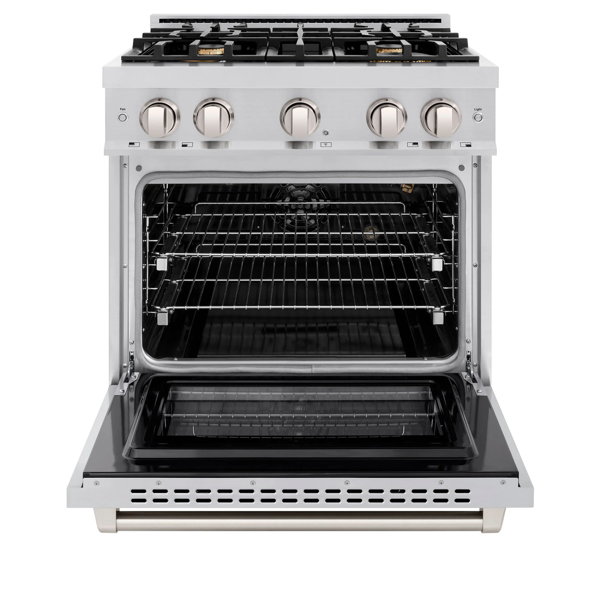 ZLINE - 30 in. 4.2 cu. ft. Select Gas Range with Convection Gas Oven in Stainless Steel with 4 Brass Burners (HGR-BR-30)